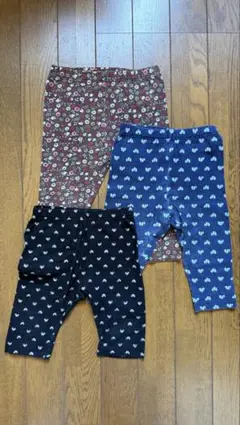 UNIQLO レギンスパンツ3点 80 花/ハート