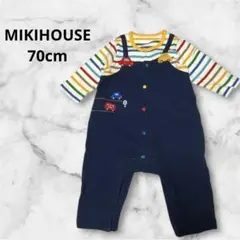 MIKI HOUSE⭐︎70cm⭐︎ボーダー×ネイビー アップリケ 長袖カバーオール