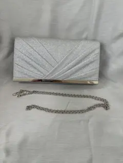 【結婚式】シルバー パーティーバッグとパンプス24cmセット