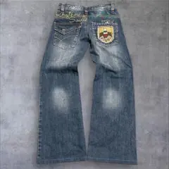 00s【archive】刺繍フレアデニム/ Y2K/フェアリーグランジ/鬼ヒゲ