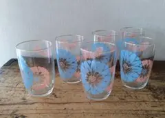昭和レトロ　可愛いお花のグラス6客　美品！パステルカラー