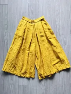 イエロー ワイドパンツ Lサイズ プリーツ入り　グローバルワーク