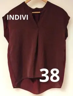 INDIVI 半袖ブラウス 38 ボルドー バーガンディ 紫のサムネイル