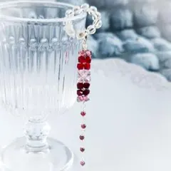 きらり短冊◇紅玉(こうぎょく)◇3way◇水晶イヤーカフ&スワロのチャーム