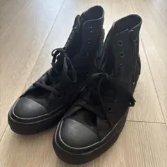 コンバース　ブラック ハイカット スニーカー サイドファスナー付き