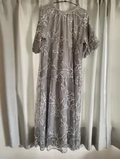 【オケージョン】フェザーフラワー袖バルーンワンピース《前後2WAY》