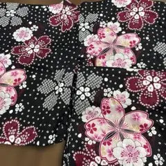 桜模様　黒　ピンク　浴衣単品　レディース