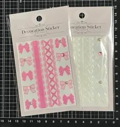 まとめ売り　デコレーションシール　リボン　レース　２枚