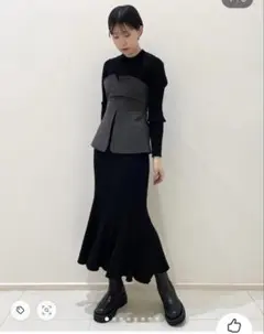 Mサイズ　ラグナムーン　ペプラムコンビニットワンピース