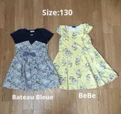130 半袖ワンピース　夏服セット　Bateau Bleue BeBe 花柄