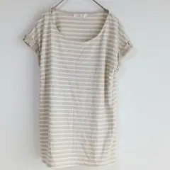 any SiS ボーダー カットソー チュールスリーブ トップス Uネック Mのサムネイル