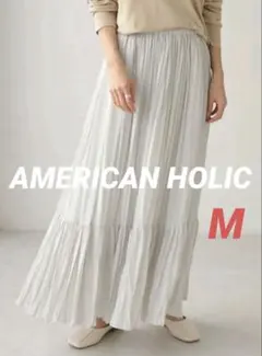 アメリカンホリック プリーツティアードスカート ライトグレー　Mのサムネイル