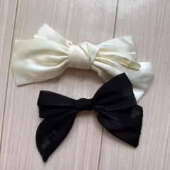 リボンヘアアクセサリーセット（白・黒）