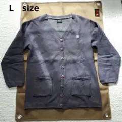 カーディガン　メンズ　Lサイズ　チャコール　ブラック　裏起毛