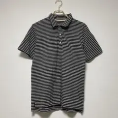 【良品計画】黒白ストライプ トップス ポロシャツ メンズ レディース M