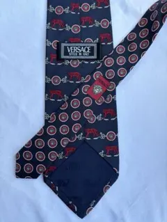 VERSACE ヴェルサーチ ネクタイ ビジネス 美品 レッド ネイビーのサムネイル