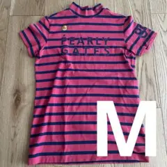 PEARLY GATES ゴルフシャツ モックネックカットソー ボーダー レッド