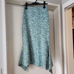 ニットフレアロングスカート グリーン 0サイズ