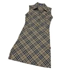 美品 BURBERRY バーバリー ノバチェック ノースリーブ ワンピース 刺繍