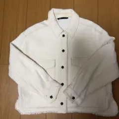 ZARA ツイード風 シャツジャケット ホワイトのサムネイル