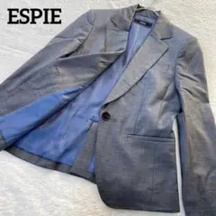 美品★ウール混 【エスピエ】 テーラードジャケット (S) 一つ釦 グレー