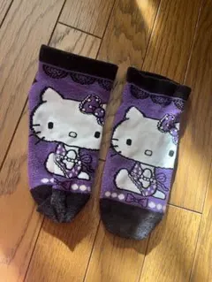 ハローキティ 紫色 ソックス フリーサイズ