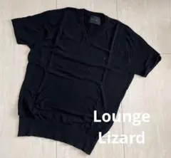 Lounge Lizard ラウンジリザード 半袖ニット Vネック 黒　サイズ2のサムネイル