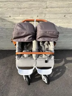 【美品】【お値下げ中】AirBuggy 二人乗りベビーカー ココダブル　ストーンのサムネイル