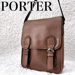 PORTER ポーター　BARON バロン　レザー　ショルダーバッグ　ブラウン
