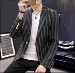 テーラードジャケット シングルジャケット ブレザー ストライプ ベントなし#