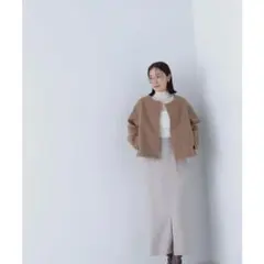 【美品】ナチュラルビューティーベーシック＊カルゼスリットナロースカート