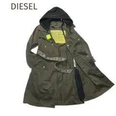 美品☆DIESEL☆人気デザイン トレンチコート カーキ フード サイズXXS