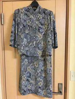 花柄セットアップ ブルーグレー系