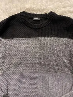 DIESEL ニット クルーネック S 黒 ディーゼル パッチワーク