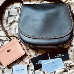 美品 コーチ ショルダーバッグ サドルバッグ グラブタンレザー パスケースセット