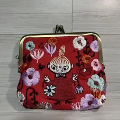ムーミン 刺繍 がま口 財布 赤