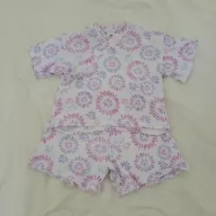 【汚れあり】100 ベビー 子供 甚平 白 花火 セパレート