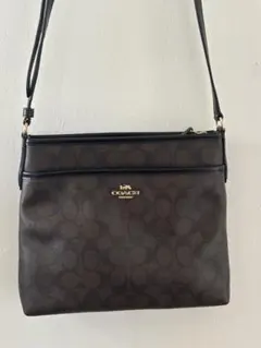 COACH ブラウンレザーショルダーバッグ