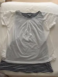 ホワイト ストライプ Tシャツ Mのサムネイル