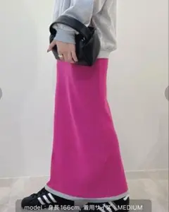 ABYS リブ編みピンクロングスカート MEDIUM