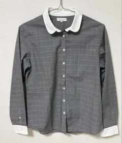 長袖シャツ 黒と白のチェック柄　Mサイズ
