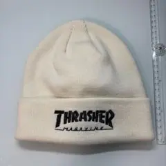 THRASHER アイボリー ニット帽 フリーサイズ