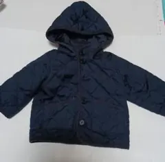 ネイビー キルティング ダウンコート フード付き