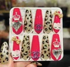 No.92❤️cc風ヒョウ柄キティ*バレリーナ型Mサイズ【現品のみ】