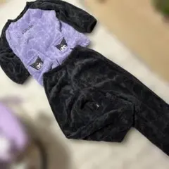 サンリオ　ふわふわ　パジャマ　クロミ　Kuromi フリースルームウェア 紫・黒