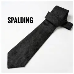 SPALDING 黒ドット柄スリムネクタイ シンプル シルクのサムネイル