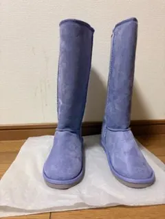 紫色ムートンロングブーツ