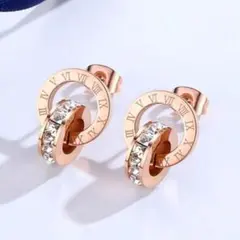 No.22 スタッドピアス　ローマ数字　ピンクゴールド 韓国　高見え