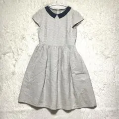 美品 エフデ ef-de ワンピース 9 ベージュ フレンチスリーブ フランドル