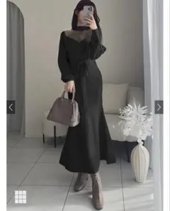 GRL グレイル レースドッキングニットワンピース dr752